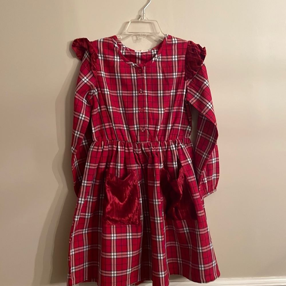 Masala Baby, size 4, Tartan red plaid dress, 100% cotton, tag attached.